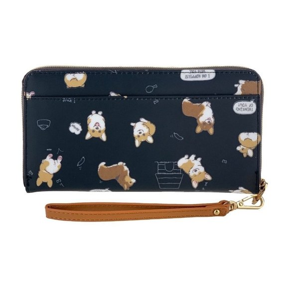 Waterproof Corgi Puppy Zipper Wristlet Long Wallet - Picture 2 of 12